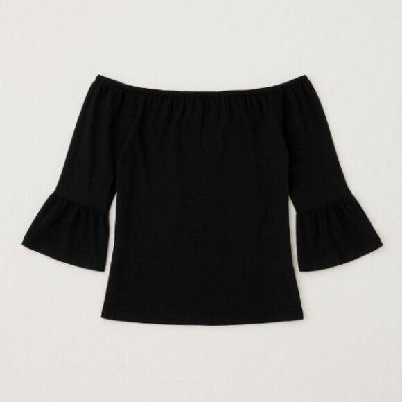 NWT Michael Kors Off-The-Shoulder Black Top XL Statement Sleeve Chic - Picture 7 of 12